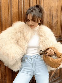 Thumbnail for Oversize Plush Fur Coat For Women Elegant Soft Warm Long Sleeve Loose Jackets Winter Chic Street Outerwear , Coats, Drestiny, Jackets, Green, Beige, Brown, United States, Australia, New Zealand, United Kingdom, S, M, L, shopdrestiny.com, faux fur coats