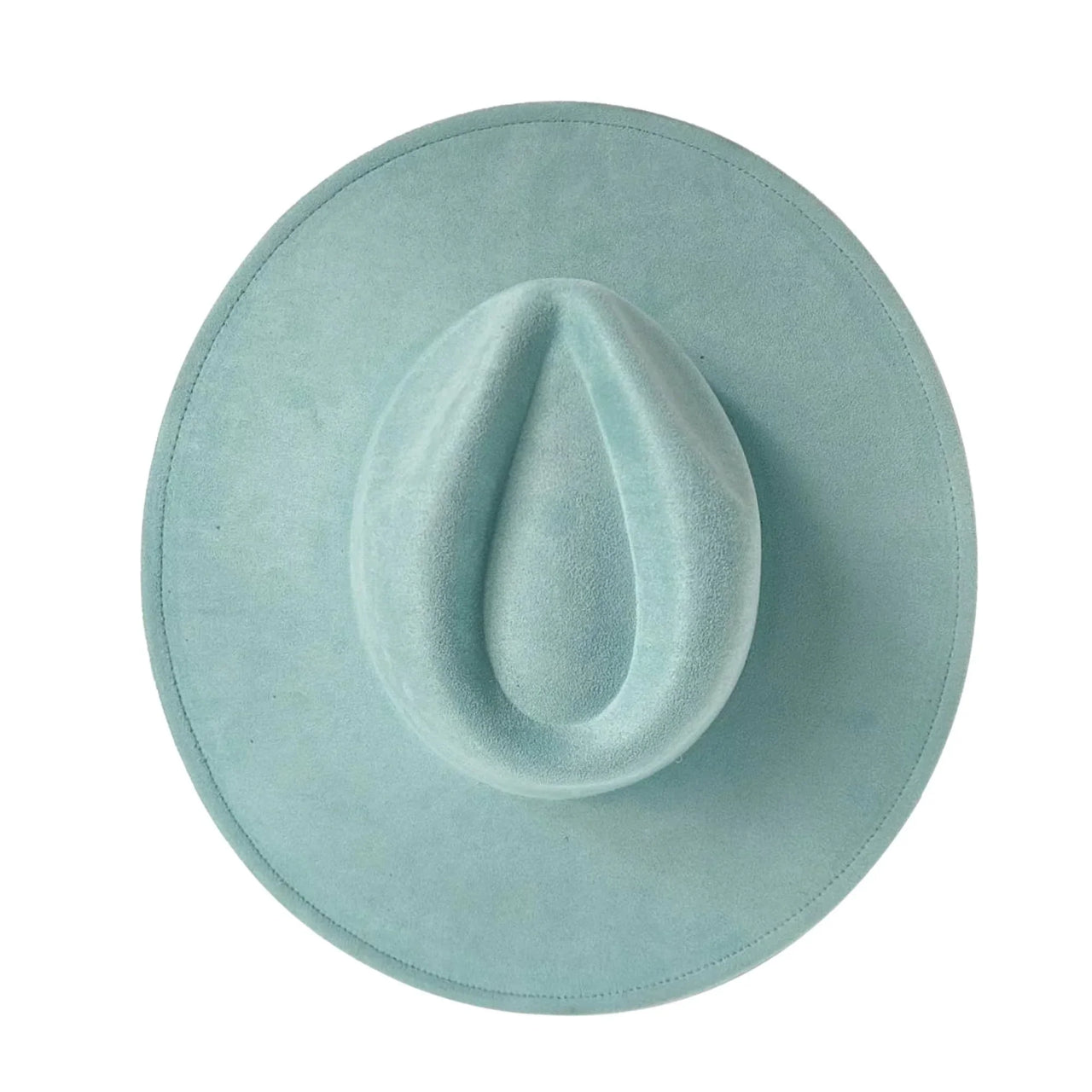 Light turquoise wide-brimmed hat on a white background