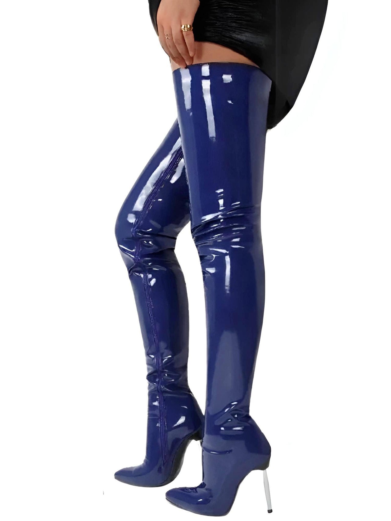 Patent Leather Over The Knee Boots Ladies High Heels New Large Size Sexy Thigh High Boots Stiletto Women Boots, Leather Thigh High Boots, Over The Knee Leather Boots, Women's Leather Thigh High Boots, Black Leather High Heel Boots, Heeled Leather Thigh High Boots, Stilettos, High Heels, Thigh Highs, Boots, United States, USA, Canada, Australia, New Zealand, United Kingdom, Blue, Black, Red, Purple, White, Pink, shopdrestiny.com