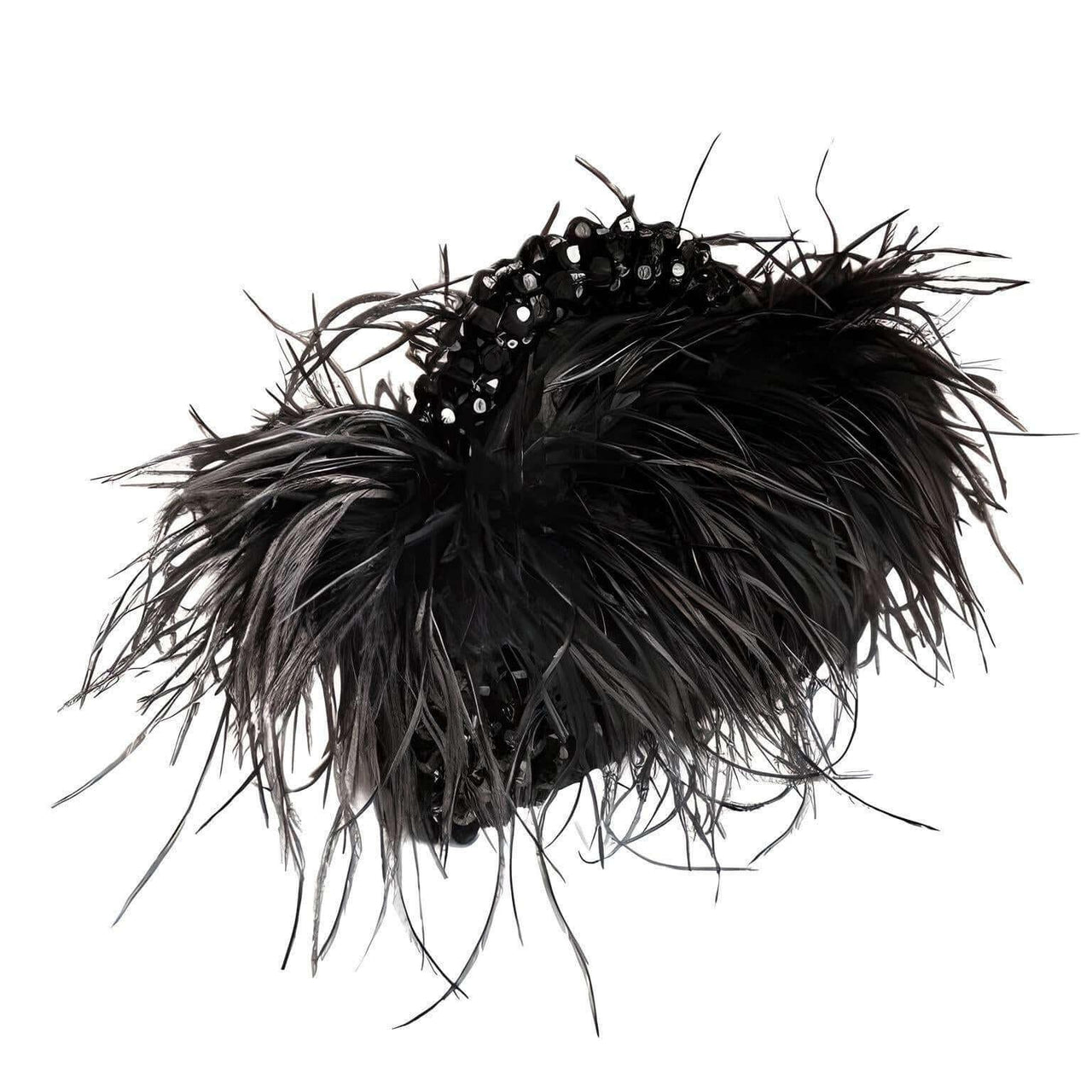 Pearl Bead Handle Bag with Ostrich Feathers -, Handbags, Wallets & Cases , Drestiny , Australia, Black, Blue, Deep Pink, Green, Handbags, Light Blue, M, New Zealand, Orange, Purple, Purses, Red, United Kingdom, United States, Yellow , Drestiny , www.shopdrestiny.com