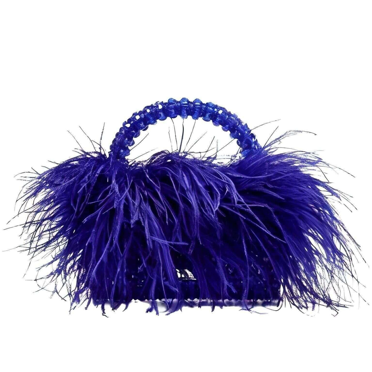 Pearl Bead Handle Bag with Ostrich Feathers -, Handbags, Wallets & Cases , Drestiny , Australia, Black, Blue, Deep Pink, Green, Handbags, Light Blue, M, New Zealand, Orange, Purple, Purses, Red, United Kingdom, United States, Yellow , Drestiny , www.shopdrestiny.com