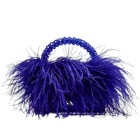 Thumbnail for Pearl Bead Handle Bag with Ostrich Feathers -, Handbags, Wallets & Cases , Drestiny , Australia, Black, Blue, Deep Pink, Green, Handbags, Light Blue, M, New Zealand, Orange, Purple, Purses, Red, United Kingdom, United States, Yellow , Drestiny , www.shopdrestiny.com