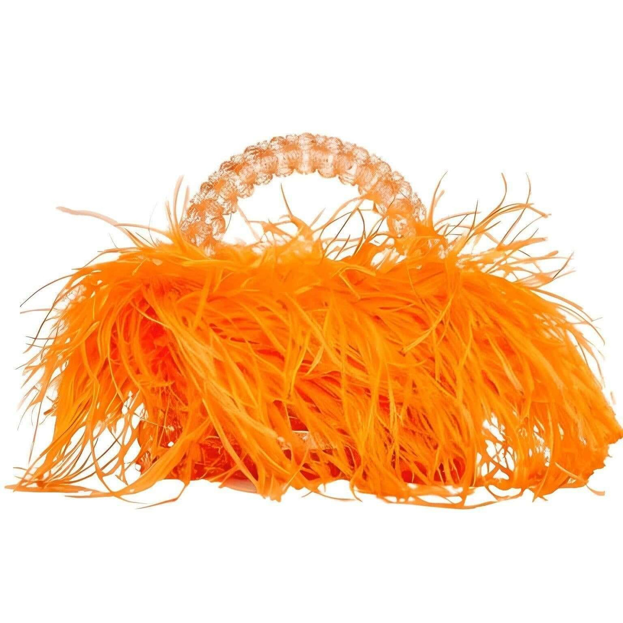 Pearl Bead Handle Bag with Ostrich Feathers -, Handbags, Wallets & Cases , Drestiny , Australia, Black, Blue, Deep Pink, Green, Handbags, Light Blue, M, New Zealand, Orange, Purple, Purses, Red, United Kingdom, United States, Yellow , Drestiny , www.shopdrestiny.com