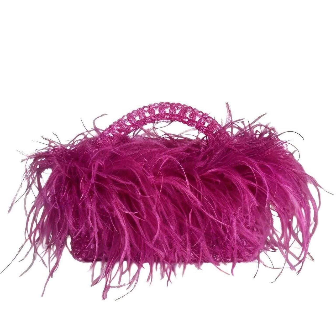 Pearl Bead Handle Bag with Ostrich Feathers -, Handbags, Wallets & Cases , Drestiny , Australia, Black, Blue, Deep Pink, Green, Handbags, Light Blue, M, New Zealand, Orange, Purple, Purses, Red, United Kingdom, United States, Yellow , Drestiny , www.shopdrestiny.com