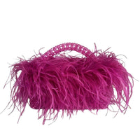 Thumbnail for Pearl Bead Handle Bag with Ostrich Feathers -, Handbags, Wallets & Cases , Drestiny , Australia, Black, Blue, Deep Pink, Green, Handbags, Light Blue, M, New Zealand, Orange, Purple, Purses, Red, United Kingdom, United States, Yellow , Drestiny , www.shopdrestiny.com