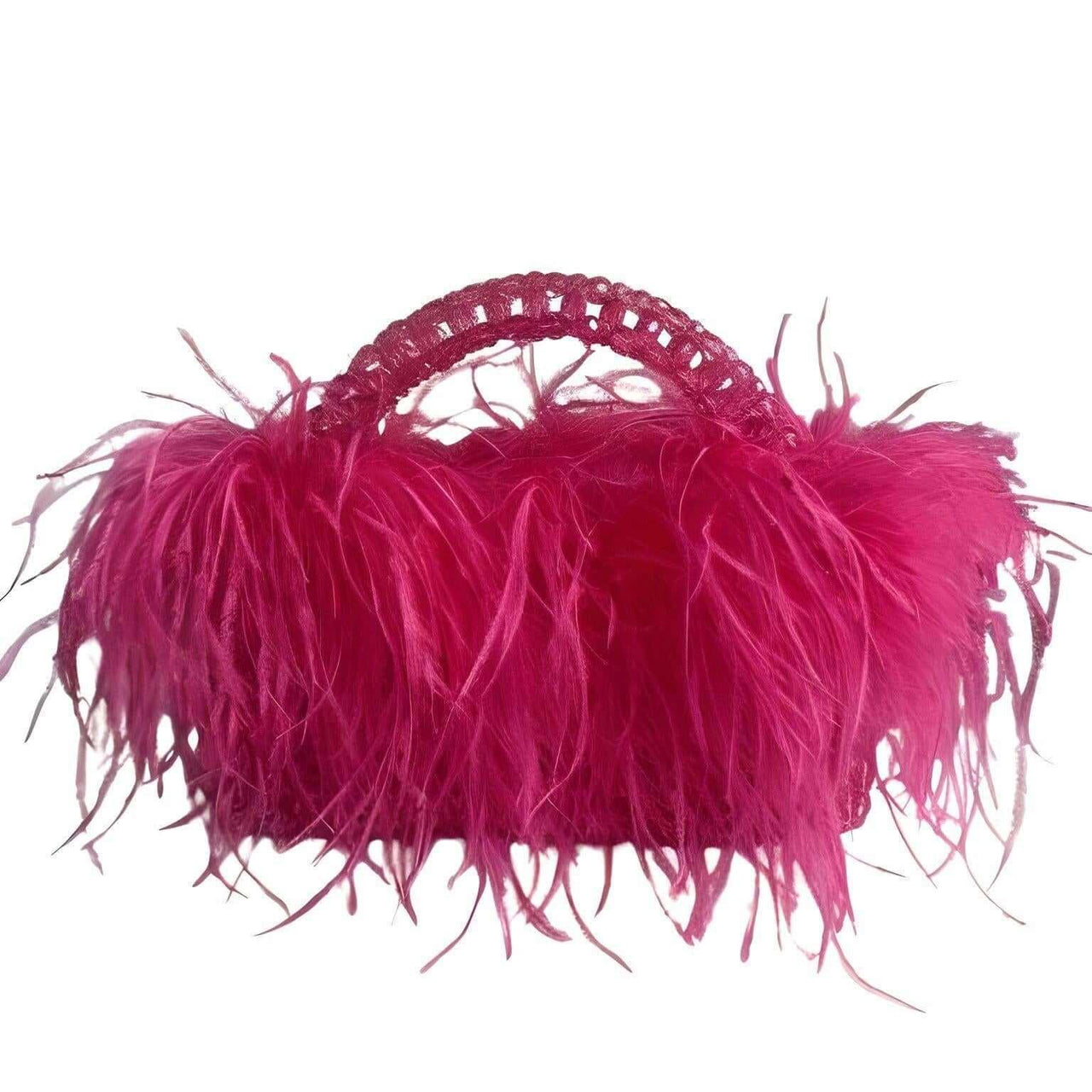 Pearl Bead Handle Bag with Ostrich Feathers -, Handbags, Wallets & Cases , Drestiny , Australia, Black, Blue, Deep Pink, Green, Handbags, Light Blue, M, New Zealand, Orange, Purple, Purses, Red, United Kingdom, United States, Yellow , Drestiny , www.shopdrestiny.com