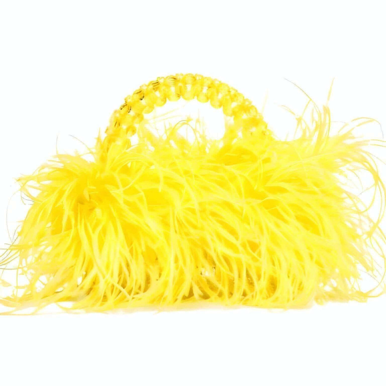 Pearl Bead Handle Bag with Ostrich Feathers -, Handbags, Wallets & Cases , Drestiny , Australia, Black, Blue, Deep Pink, Green, Handbags, Light Blue, M, New Zealand, Orange, Purple, Purses, Red, United Kingdom, United States, Yellow , Drestiny , www.shopdrestiny.com