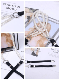 Thumbnail for Pearl Rhinestone Suspenders For Women