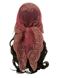 Thumbnail for Lace Square Bandana Scarves Style Rock Embroidery Floral Headband Net See Through Headscarf