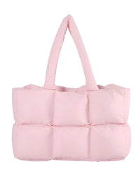 Thumbnail for Pink quilted tote bag on a white background