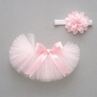 Thumbnail for Pink tutu skirt with a matching headband on a gray background