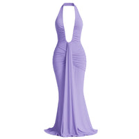 Thumbnail for Lavender halter neck gown on a white background