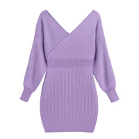 Thumbnail for Purple sweater dress on a white background
