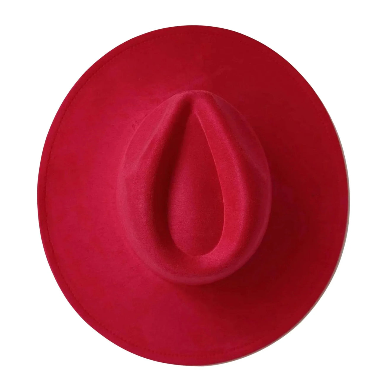Red fedora hat on a white background