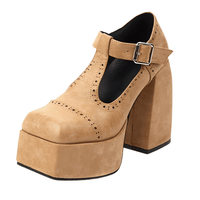 Thumbnail for Retro High Heel Thick Platform Pumps For Women -, Shoes , Drestiny , Apricot, Australia, Black, Brown, Canada, Chocolate, Heels, Light Brown, New Zealand, Pumps, Sandals, United Kingdom, United States , Drestiny , www.shopdrestiny.com