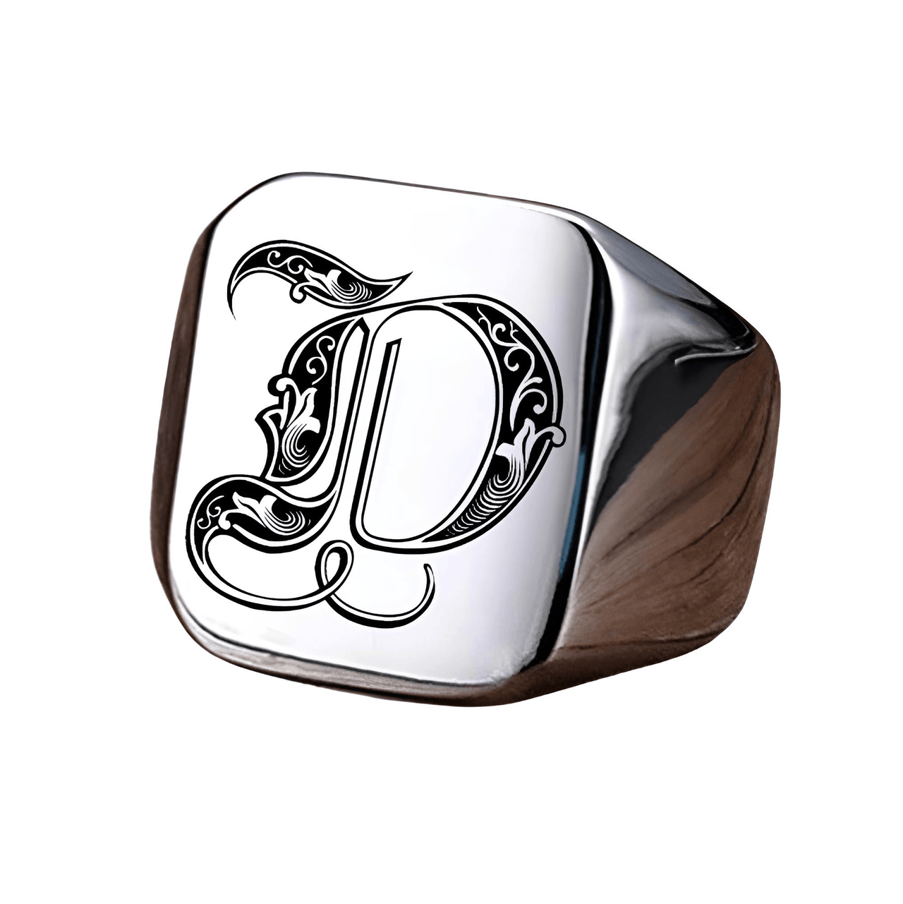 Men's Retro Initial Signet Ring 18mm Bulky Heavy Male Band Stainless Steel Letters Custom Jewelry Gift For Him, Drestiny, Men's Rings, Rings, Name Rings For Men, Silver, Black, Gold, United States, Canada, Australia, New Zealand, United Kingdom, Custom Rings, 8, 9, 10, 11, 12, shopdrestiny.com