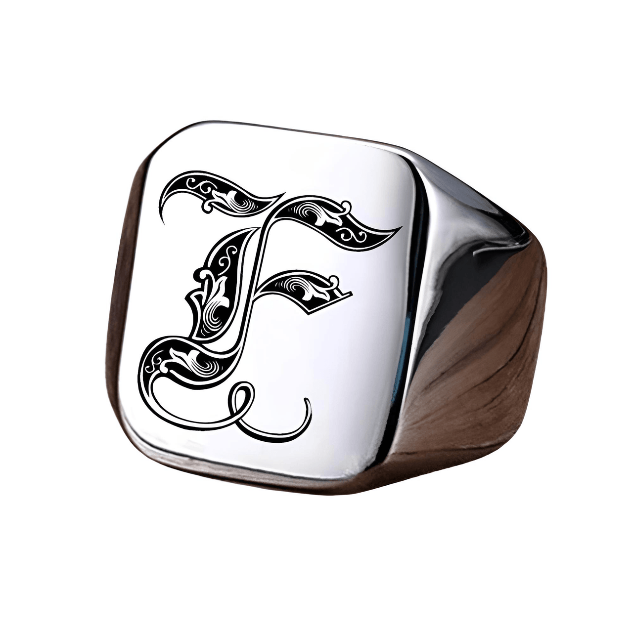 Men's Retro Initial Signet Ring 18mm Bulky Heavy Male Band Stainless Steel Letters Custom Jewelry Gift For Him, Drestiny, Men's Rings, Rings, Name Rings For Men, Silver, Black, Gold, United States, Canada, Australia, New Zealand, United Kingdom, Custom Rings, 8, 9, 10, 11, 12, shopdrestiny.com