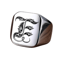 Thumbnail for Men's Retro Initial Signet Ring 18mm Bulky Heavy Male Band Stainless Steel Letters Custom Jewelry Gift For Him, Drestiny, Men's Rings, Rings, Name Rings For Men, Silver, Black, Gold, United States, Canada, Australia, New Zealand, United Kingdom, Custom Rings, 8, 9, 10, 11, 12, shopdrestiny.com