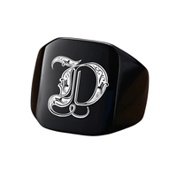 Thumbnail for Men's Retro Initial Signet Ring 18mm Bulky Heavy Male Band Stainless Steel Letters Custom Jewelry Gift For Him, Drestiny, Men's Rings, Rings, Name Rings For Men, Silver, Black, Gold, United States, Canada, Australia, New Zealand, United Kingdom, Custom Rings, 8, 9, 10, 11, 12, shopdrestiny.com