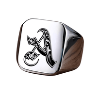Thumbnail for Men's Retro Initial Signet Ring 18mm Bulky Heavy Male Band Stainless Steel Letters Custom Jewelry Gift For Him, Drestiny, Men's Rings, Rings, Name Rings For Men, Silver, Black, Gold, United States, Canada, Australia, New Zealand, United Kingdom, Custom Rings, 8, 9, 10, 11, 12, shopdrestiny.com
