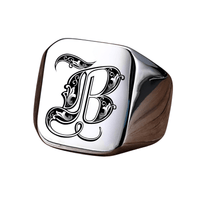 Thumbnail for Men's Retro Initial Signet Ring 18mm Bulky Heavy Male Band Stainless Steel Letters Custom Jewelry Gift For Him, Drestiny, Men's Rings, Rings, Name Rings For Men, Silver, Black, Gold, United States, Canada, Australia, New Zealand, United Kingdom, Custom Rings, 8, 9, 10, 11, 12, shopdrestiny.com