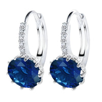Thumbnail for Romantic Round Crystal Loop Earrings Lever Back Austrian Cubic Zircon 925 Sterling Silver Hoop Jewelry for Women Fashion, Drestiny, Earrings, United States, Canada, Australia, New Zealand, United Kingdom, Red, Ruby, Blue, Sapphire, Pink, Sky Blue, Purple, Black, Onyx, Green, Emerald, Champagne, White, Diamond, shodprestiny.com
