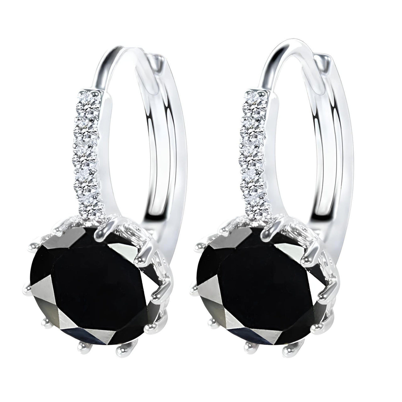 Romantic Round Crystal Loop Earrings Lever Back Austrian Cubic Zircon 925 Sterling Silver Hoop Jewelry for Women Fashion, Drestiny, Earrings, United States, Canada, Australia, New Zealand, United Kingdom, Red, Ruby, Blue, Sapphire, Pink, Sky Blue, Purple, Black, Onyx, Green, Emerald, Champagne, White, Diamond, shodprestiny.com