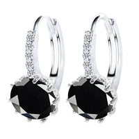 Thumbnail for Romantic Round Crystal Loop Earrings Lever Back Austrian Cubic Zircon 925 Sterling Silver Hoop Jewelry for Women Fashion, Drestiny, Earrings, United States, Canada, Australia, New Zealand, United Kingdom, Red, Ruby, Blue, Sapphire, Pink, Sky Blue, Purple, Black, Onyx, Green, Emerald, Champagne, White, Diamond, shodprestiny.com