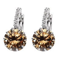 Thumbnail for Romantic Round Crystal Loop Earrings Lever Back Austrian Cubic Zircon 925 Sterling Silver Hoop Jewelry for Women Fashion, Drestiny, Earrings, United States, Canada, Australia, New Zealand, United Kingdom, Red, Ruby, Blue, Sapphire, Pink, Sky Blue, Purple, Black, Onyx, Green, Emerald, Champagne, White, Diamond, shodprestiny.com