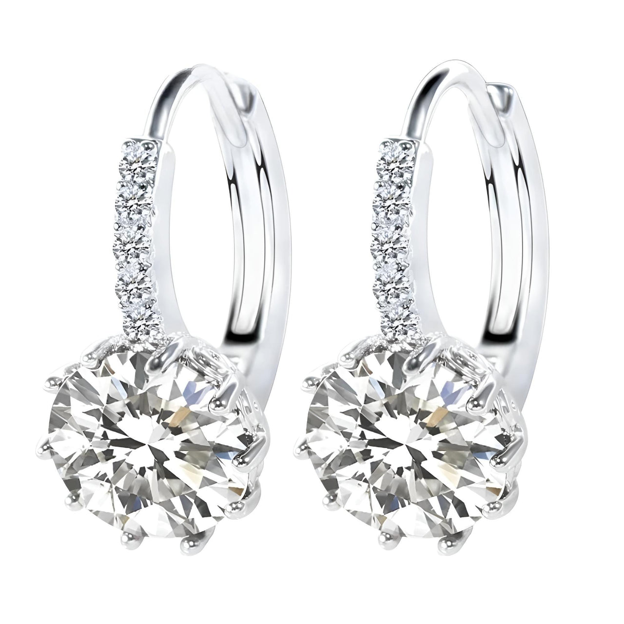 Romantic Round Crystal Loop Earrings Lever Back Austrian Cubic Zircon 925 Sterling Silver Hoop Jewelry for Women Fashion, Drestiny, Earrings, United States, Canada, Australia, New Zealand, United Kingdom, Red, Ruby, Blue, Sapphire, Pink, Sky Blue, Purple, Black, Onyx, Green, Emerald, Champagne, White, Diamond, shodprestiny.com