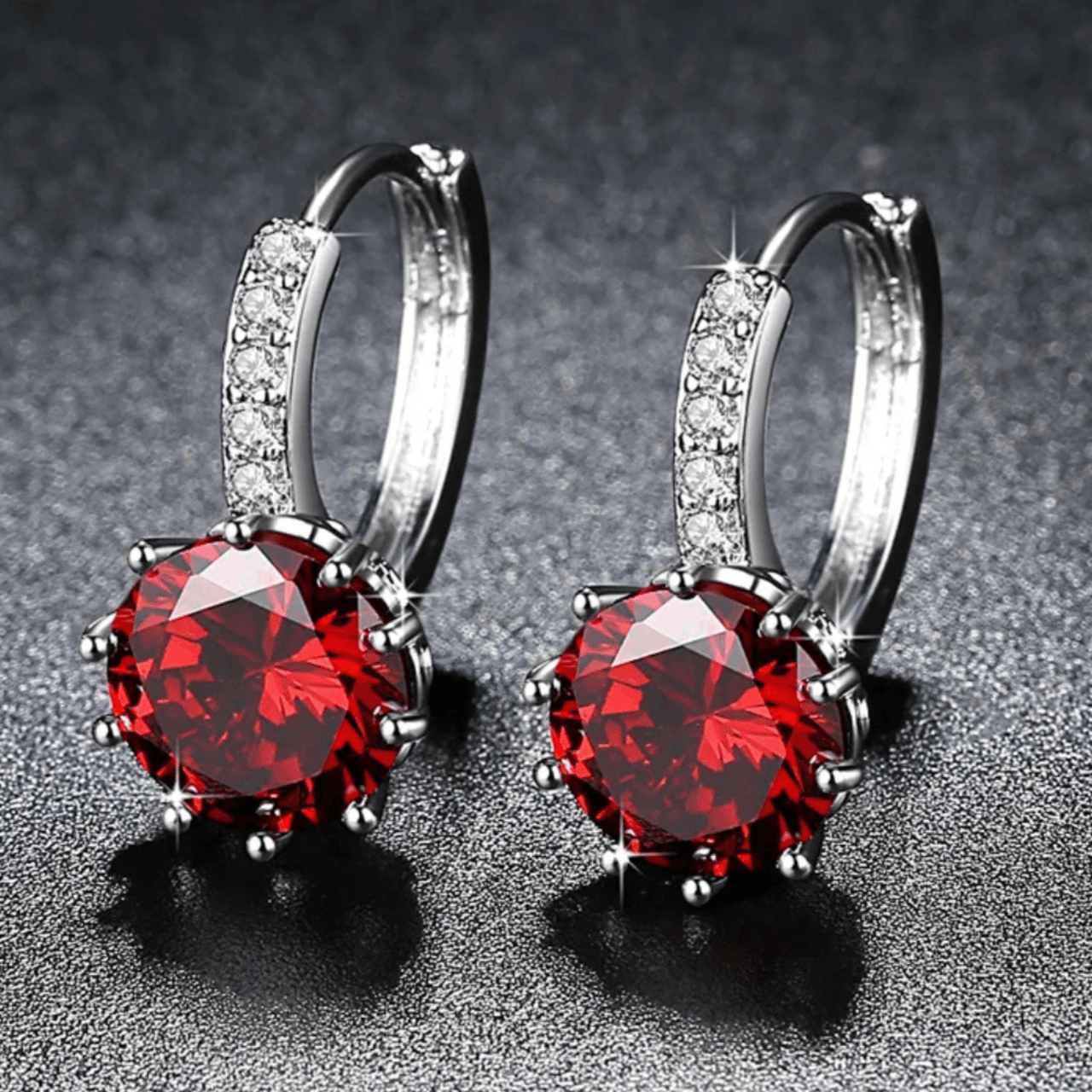 Romantic Round Crystal Loop Earrings Lever Back Austrian Cubic Zircon 925 Sterling Silver Hoop Jewelry for Women Fashion, Drestiny, Earrings, United States, Canada, Australia, New Zealand, United Kingdom, Red, Ruby, Blue, Sapphire, Pink, Sky Blue, Purple, Black, Onyx, Green, Emerald, Champagne, White, Diamond, shodprestiny.com