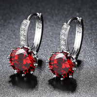 Thumbnail for Romantic Round Crystal Loop Earrings Lever Back Austrian Cubic Zircon 925 Sterling Silver Hoop Jewelry for Women Fashion, Drestiny, Earrings, United States, Canada, Australia, New Zealand, United Kingdom, Red, Ruby, Blue, Sapphire, Pink, Sky Blue, Purple, Black, Onyx, Green, Emerald, Champagne, White, Diamond, shodprestiny.com