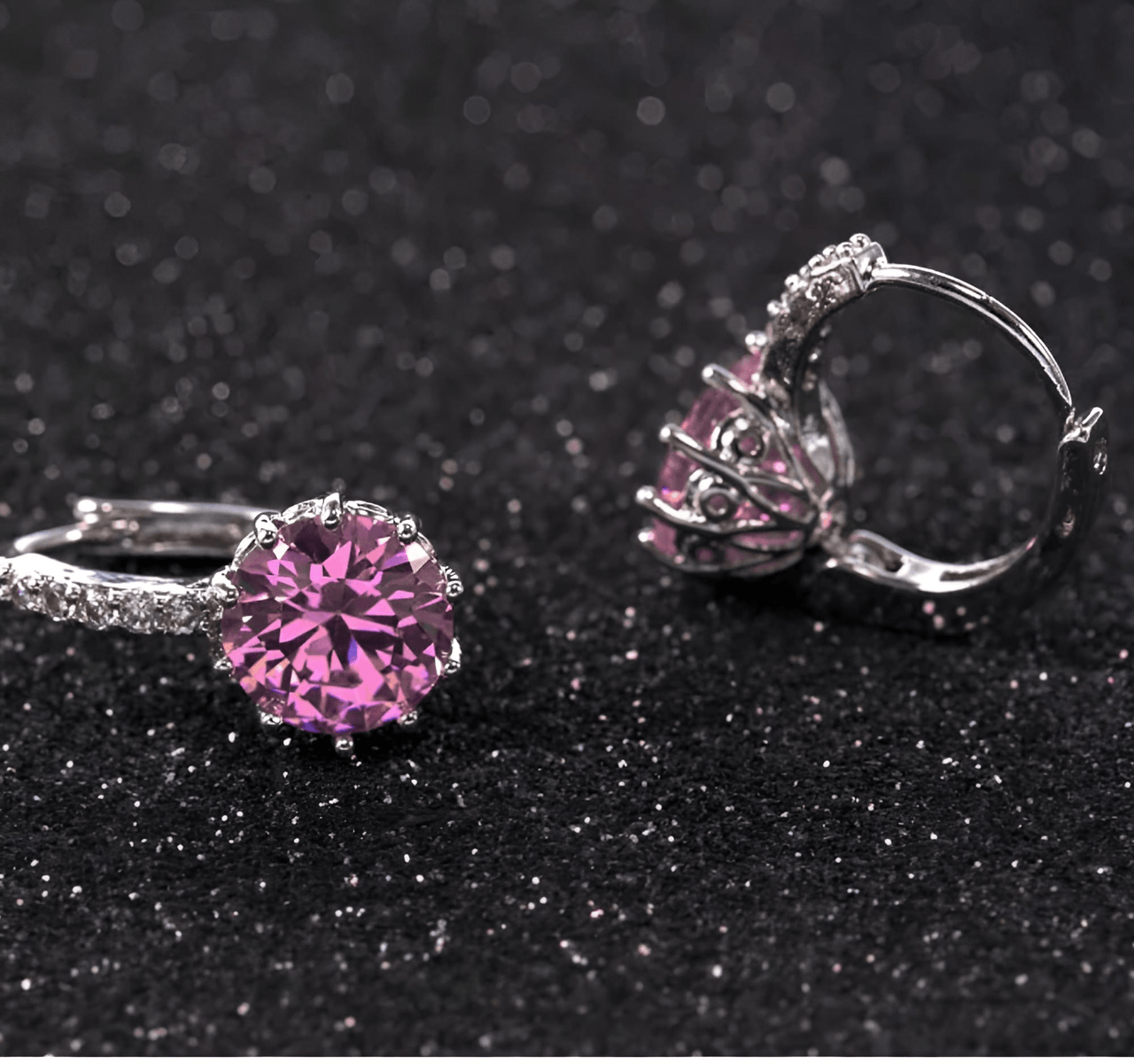 Romantic Round Crystal Loop Earrings Lever Back Austrian Cubic Zircon 925 Sterling Silver Hoop Jewelry for Women Fashion, Drestiny, Earrings, United States, Canada, Australia, New Zealand, United Kingdom, Red, Ruby, Blue, Sapphire, Pink, Sky Blue, Purple, Black, Onyx, Green, Emerald, Champagne, White, Diamond, shodprestiny.com