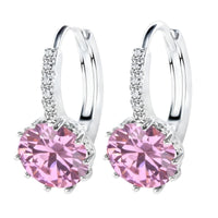 Thumbnail for Romantic Round Crystal Loop Earrings Lever Back Austrian Cubic Zircon 925 Sterling Silver Hoop Jewelry for Women Fashion, Drestiny, Earrings, United States, Canada, Australia, New Zealand, United Kingdom, Red, Ruby, Blue, Sapphire, Pink, Sky Blue, Purple, Black, Onyx, Green, Emerald, Champagne, White, Diamond, shodprestiny.com