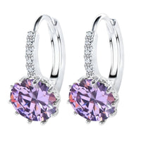 Thumbnail for Romantic Round Crystal Loop Earrings Lever Back Austrian Cubic Zircon 925 Sterling Silver Hoop Jewelry for Women Fashion, Drestiny, Earrings, United States, Canada, Australia, New Zealand, United Kingdom, Red, Ruby, Blue, Sapphire, Pink, Sky Blue, Purple, Black, Onyx, Green, Emerald, Champagne, White, Diamond, shodprestiny.com