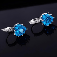 Thumbnail for Romantic Round Crystal Loop Earrings Lever Back Austrian Cubic Zircon 925 Sterling Silver Hoop Jewelry for Women Fashion, Drestiny, Earrings, United States, Canada, Australia, New Zealand, United Kingdom, Red, Ruby, Blue, Sapphire, Pink, Sky Blue, Purple, Black, Onyx, Green, Emerald, Champagne, White, Diamond, shodprestiny.com