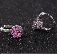 Thumbnail for Romantic Round Crystal Loop Earrings Lever Back Austrian Cubic Zircon 925 Sterling Silver Hoop Jewelry for Women Fashion, Drestiny, Earrings, United States, Canada, Australia, New Zealand, United Kingdom, Red, Ruby, Blue, Sapphire, Pink, Sky Blue, Purple, Black, Onyx, Green, Emerald, Champagne, White, Diamond, shodprestiny.com