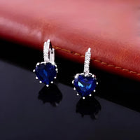 Thumbnail for Romantic Heart Crystal Loop Earrings Lever Back Austrian Cubic Zircon 925 Sterling Silver Hoop Jewelry for Women Fashion, Drestiny, Earrings, United States, Canada, Australia, New Zealand, United Kingdom, Red, Ruby, Blue, Sapphire, Pink, Sky Blue, Purple, Black, Onyx, Green, Emerald, Champagne, White, Diamond, shodprestiny.com