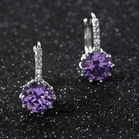 Thumbnail for Romantic Round Crystal Loop Earrings Lever Back Austrian Cubic Zircon 925 Sterling Silver Hoop Jewelry for Women Fashion, Drestiny, Earrings, United States, Canada, Australia, New Zealand, United Kingdom, Red, Ruby, Blue, Sapphire, Pink, Sky Blue, Purple, Black, Onyx, Green, Emerald, Champagne, White, Diamond, shodprestiny.com