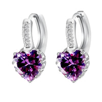 Thumbnail for Romantic Heart Crystal Loop Earrings Lever Back Austrian Cubic Zircon 925 Sterling Silver Hoop Jewelry for Women Fashion, Drestiny, Earrings, United States, Canada, Australia, New Zealand, United Kingdom, Red, Ruby, Blue, Sapphire, Pink, Sky Blue, Purple, Black, Onyx, Green, Emerald, Champagne, White, Diamond, shodprestiny.com