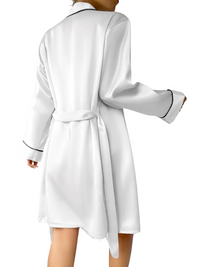 Thumbnail for Satin Pajama Set Long Sleeve Belted Robe + Cami Top And Shorts Women's Sleepwear, Drestiny, Robes, Camisoles, Tank Tops, Shorts, Sets, Short Sets, Pajamas, Loungewear, S, M, L, XL, United States, USA, Canada, Australia, New Zealand, United Kingdom, UK, Red, Black, Pink, Navy, Grey, White, Champagne, Satin Pajama Set for Women, Satin Pyjamas Set, Satin Pajama Set UK, Long Sleeves, Sleeveless, shopdrestiny.com