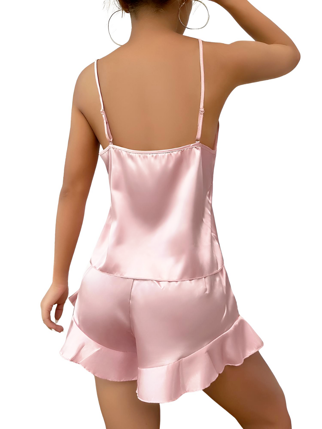 Satin Pajama Set Long Sleeve Belted Robe + Cami Top And Shorts Women's Sleepwear, Drestiny, Robes, Camisoles, Tank Tops, Shorts, Sets, Short Sets, Pajamas, Loungewear, S, M, L, XL, United States, USA, Canada, Australia, New Zealand, United Kingdom, UK, Red, Black, Pink, Navy, Grey, White, Champagne, Satin Pajama Set for Women, Satin Pyjamas Set, Satin Pajama Set UK, Long Sleeves, Sleeveless, shopdrestiny.com