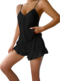 Thumbnail for Satin Pajama Set Long Sleeve Belted Robe + Cami Top And Shorts Women's Sleepwear, Drestiny, Robes, Camisoles, Tank Tops, Shorts, Sets, Short Sets, Pajamas, Loungewear, S, M, L, XL, United States, USA, Canada, Australia, New Zealand, United Kingdom, UK, Red, Black, Pink, Navy, Grey, White, Champagne, Satin Pajama Set for Women, Satin Pyjamas Set, Satin Pajama Set UK, Long Sleeves, Sleeveless, shopdrestiny.com