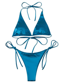 Thumbnail for Satin Women's Halter Brazilian Bikini - 13 Colors!