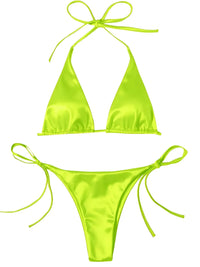 Thumbnail for Satin Women's Halter Brazilian Bikini - 13 Colors!