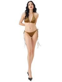 Thumbnail for Satin Women's Halter Brazilian Bikini -, Swimwear , Drestiny , Australia, Bikinis, Black, Canada, Gender_Women, Gold, Green, L, Light Pink, M, Neon Green, New Zealand, Pink, Purple, Red, Royal Blue, S, United Kingdom, United States, Wine Red, Yellow , Drestiny , www.shopdrestiny.com