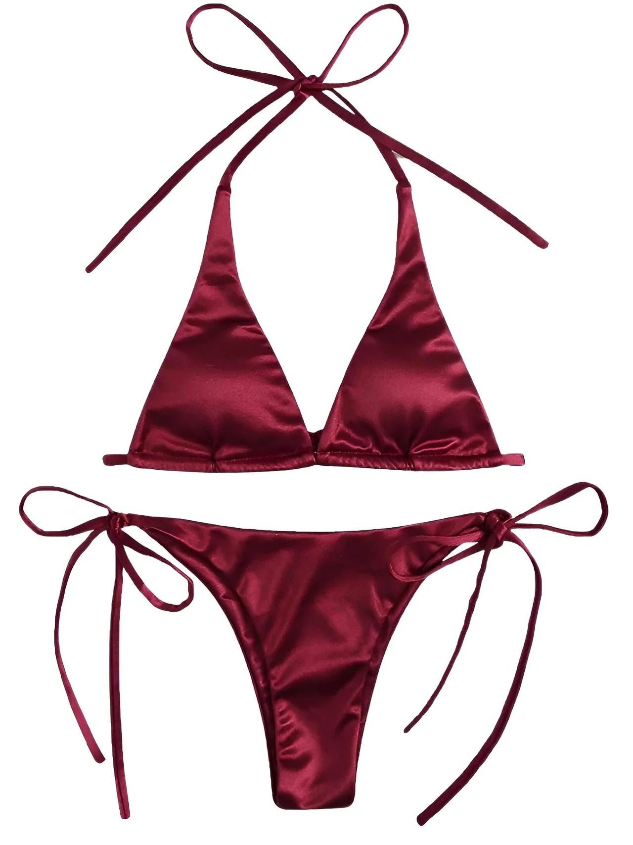 Satin Women's Halter Brazilian Bikini - 13 Colors!