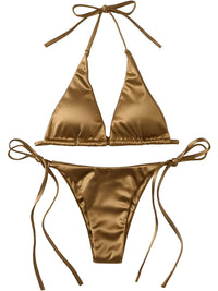 Thumbnail for Satin Women's Halter Brazilian Bikini -, Swimwear , Drestiny , Australia, Bikinis, Black, Canada, Gender_Women, Gold, Green, L, Light Pink, M, Neon Green, New Zealand, Pink, Purple, Red, Royal Blue, S, United Kingdom, United States, Wine Red, Yellow , Drestiny , www.shopdrestiny.com