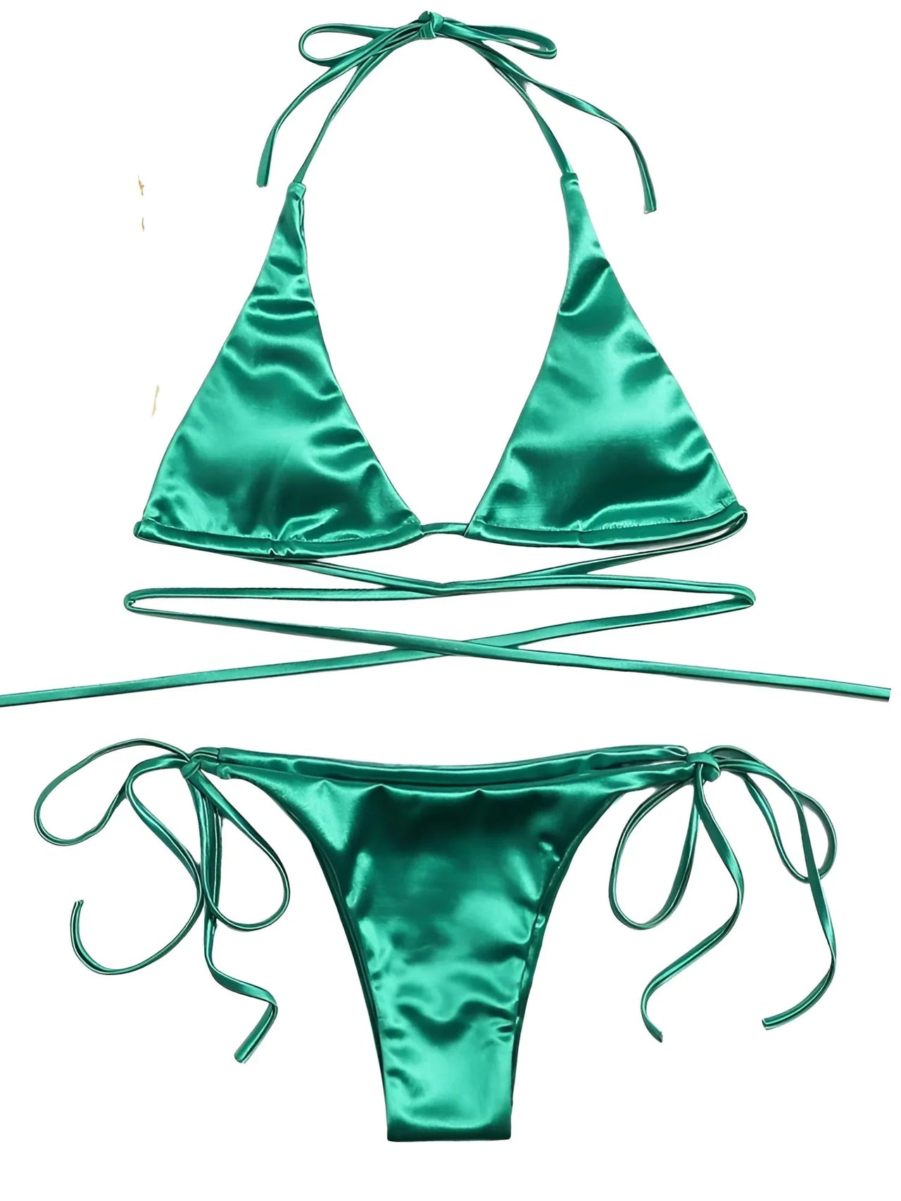 Satin Women's Halter Brazilian Bikini -, Swimwear , Drestiny , Australia, Bikinis, Black, Canada, Gender_Women, Gold, Green, L, Light Pink, M, Neon Green, New Zealand, Pink, Purple, Red, Royal Blue, S, United Kingdom, United States, Wine Red, Yellow , Drestiny , www.shopdrestiny.com