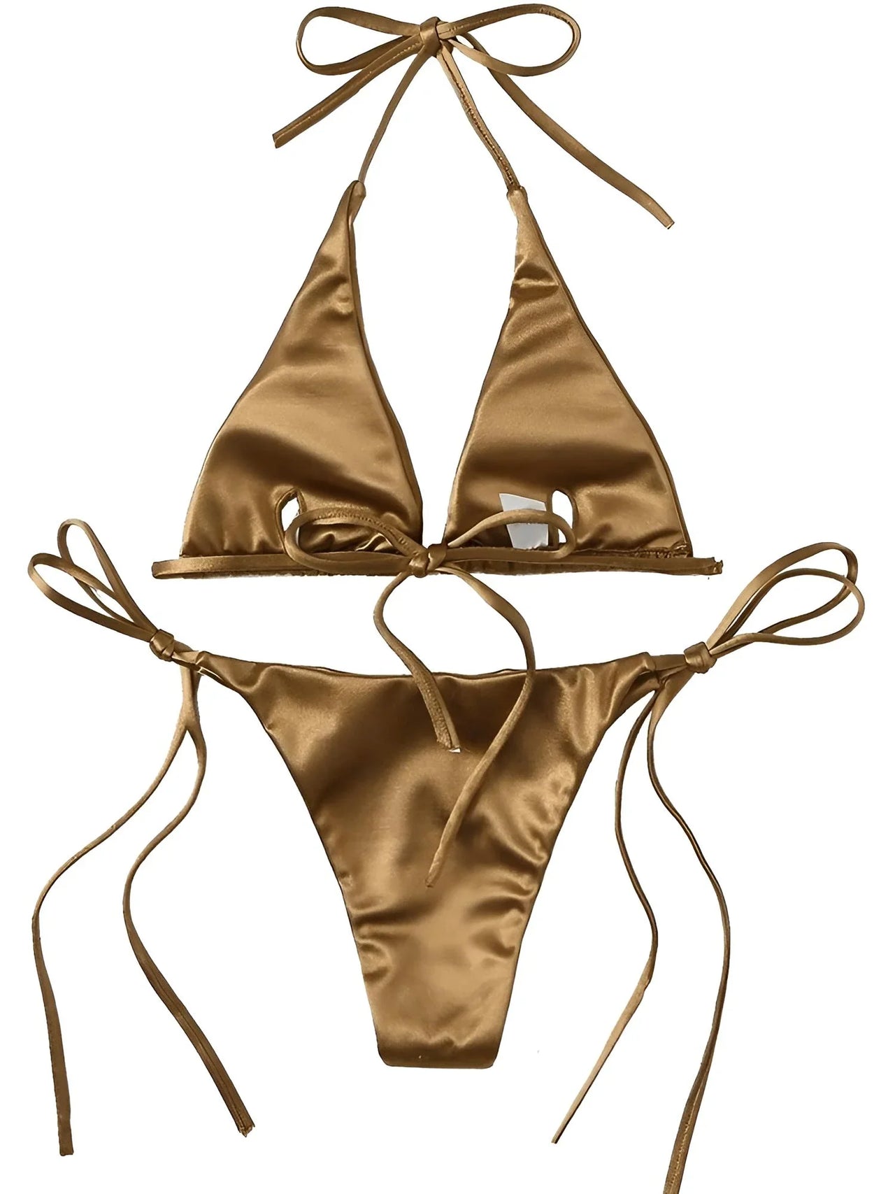 Satin Women's Halter Brazilian Bikini -, Swimwear , Drestiny , Australia, Bikinis, Black, Canada, Gender_Women, Gold, Green, L, Light Pink, M, Neon Green, New Zealand, Pink, Purple, Red, Royal Blue, S, United Kingdom, United States, Wine Red, Yellow , Drestiny , www.shopdrestiny.com